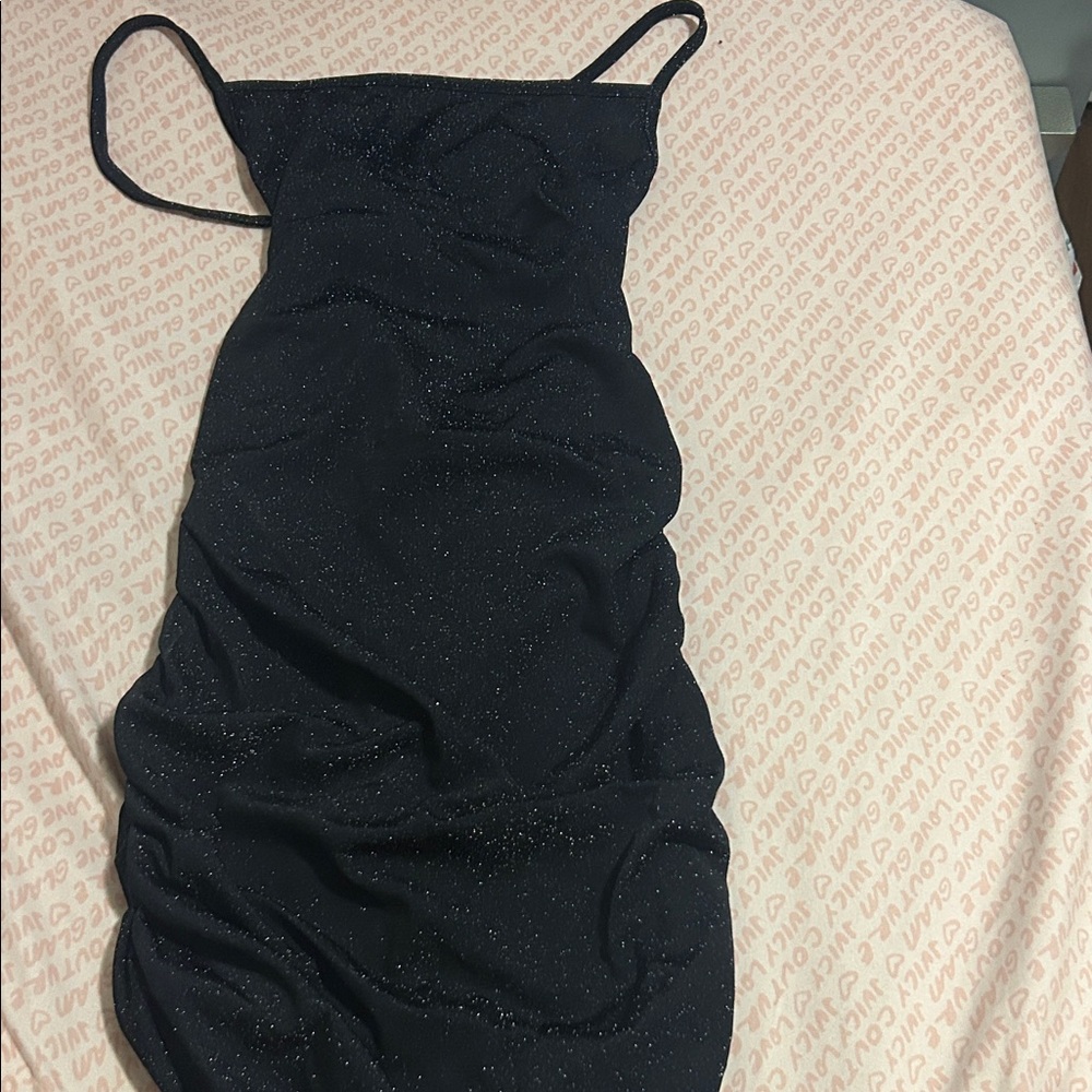 Black Glittery Spaghetti Strap Dress